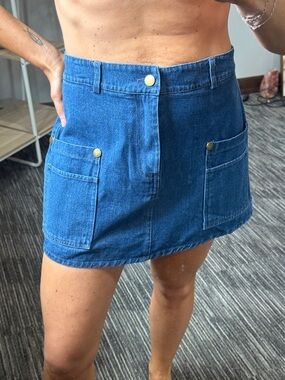 NWT Denim Mini Cargo Pocket Skort